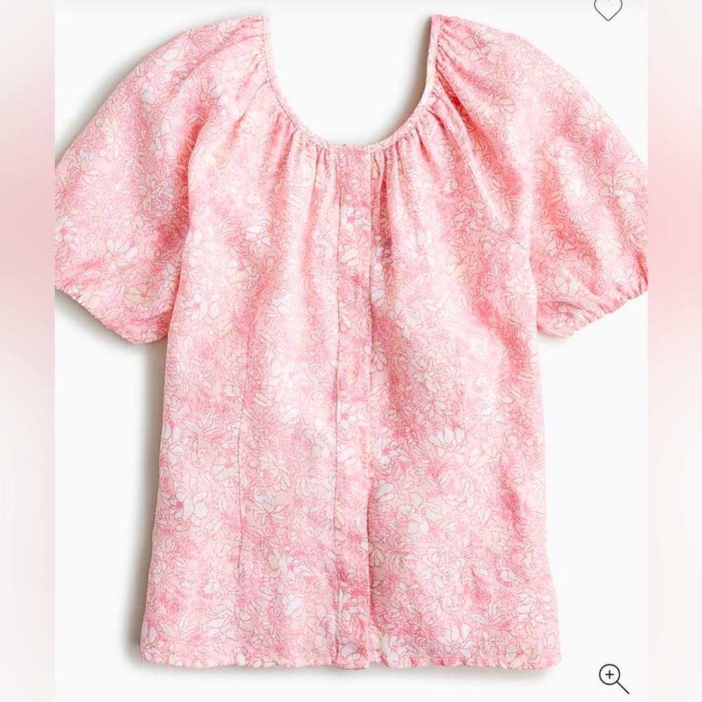 J Crew Liberty Print in Tossed Floral linen short sleeve blouse size 00